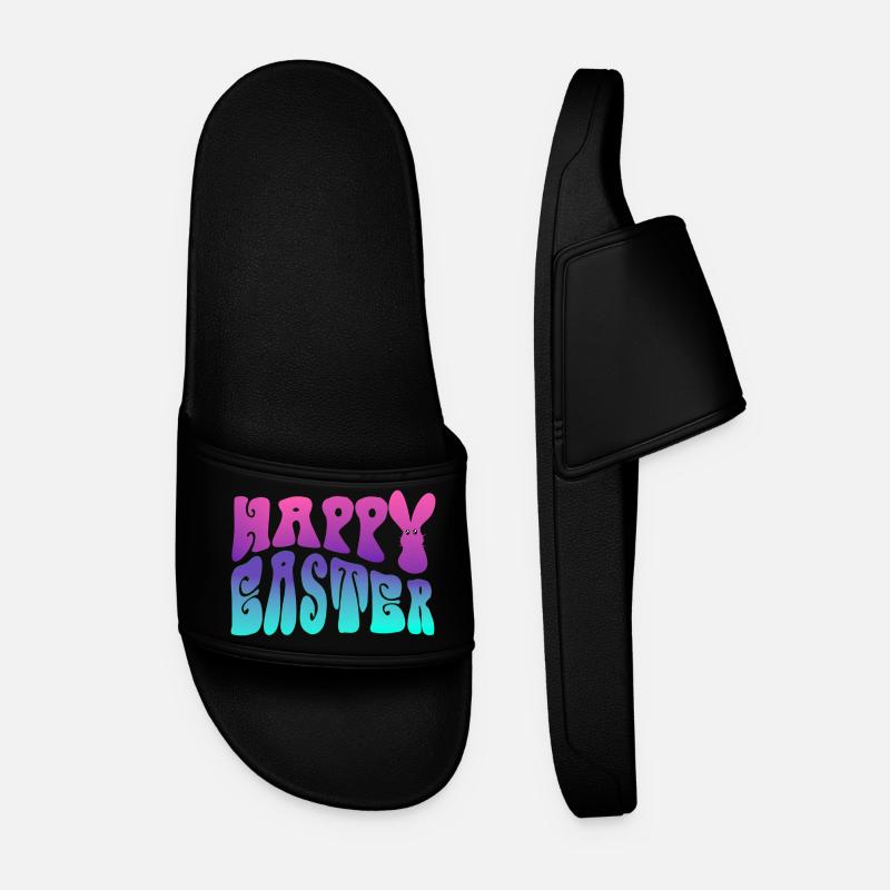 Happy Easter lettering - Men’s Pool Sliders - black