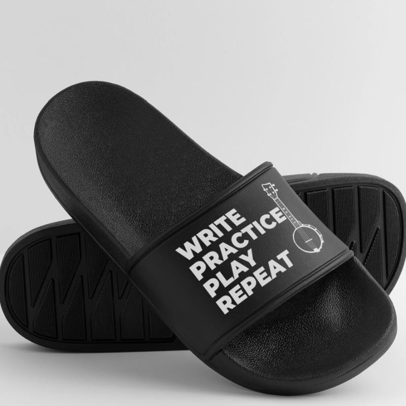 Writing, practicing, playing, repeating Men’s Pool Sliders