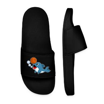 Dolphin Basketball Player Basketball - Men’s Pool Sliders - black - Front