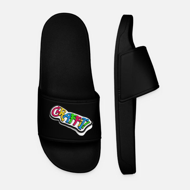 Graffiti lettering 3d effect - Men’s Pool Sliders - black
