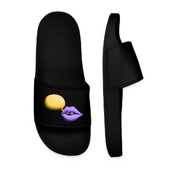Bouche Hello Lèvres Rétro 3D Coloré - Claquettes Homme - noir - Devant