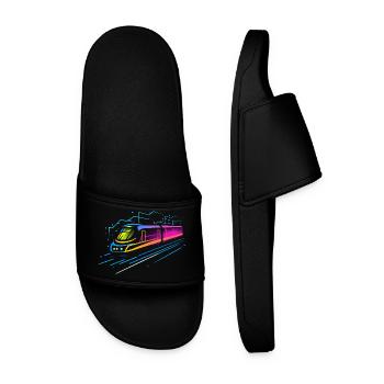 Train Cartoon Look - Men’s Pool Sliders - black - Front