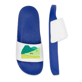 Le printemps dans les champs de canola de Jeju et Hallasan - Claquettes Homme - bleu roi - Devant