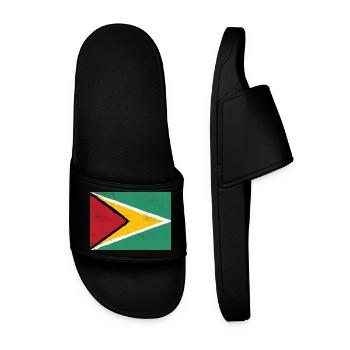 Guyana Flagge – Dynamische Energie - Männer Badelatschen - Schwarz - Vorne