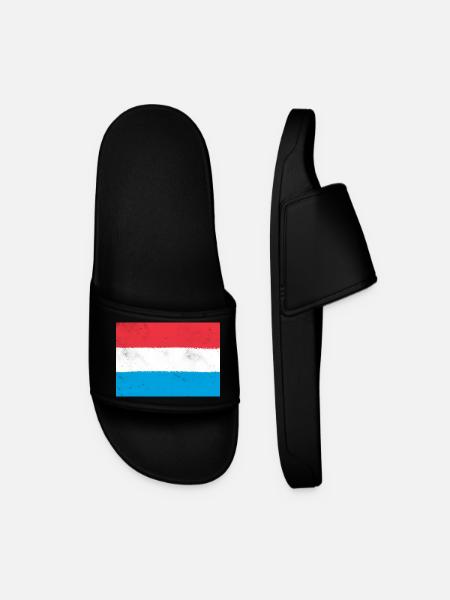 Flag of Luxembourg - Men’s Pool Sliders - black