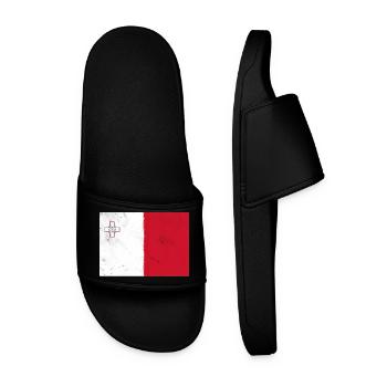 Flag of Malta - Men’s Pool Sliders - black - Front