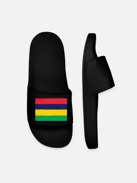 Flag of Mauritius - Men’s Pool Sliders - black