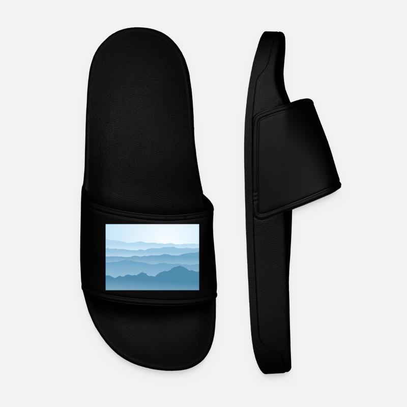 Mountains in blue - Men’s Pool Sliders - black