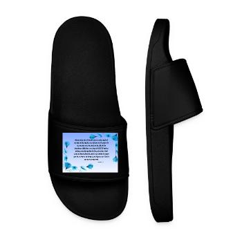 Soothing Bible Verse with Blue Flowers - Men’s Pool Sliders - black - Front