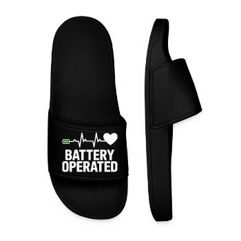 Battery-powered heart signal - Men’s Pool Sliders - black - Front