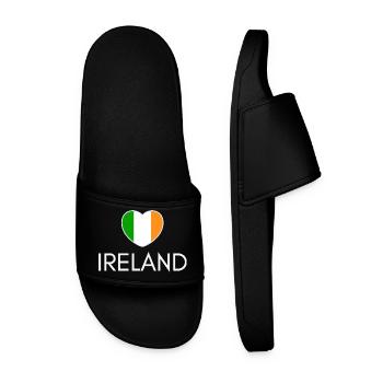 Heart with Irish flag, I love Ireland - Men’s Pool Sliders - black - Front