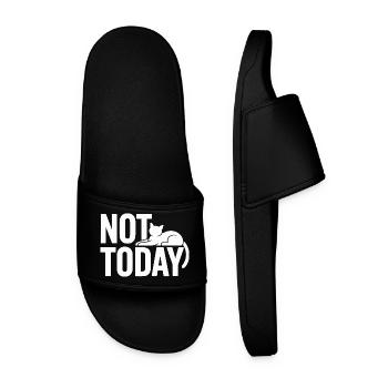 Cat Saying Not Today Office Cat Home Office Cat - Men’s Pool Sliders - black - Front