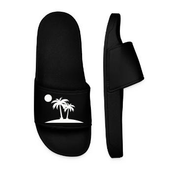 Palm Island Silhouette on the Beach - Men’s Pool Sliders - black - Front