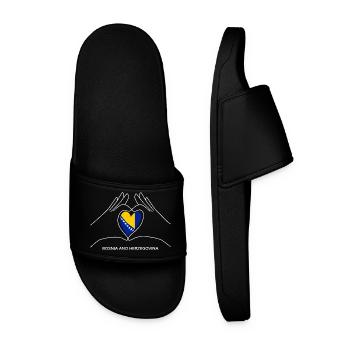 Cœur d’éventail de Bosnie-Herzégovine avec drapeau - Claquettes Homme - noir - Devant
