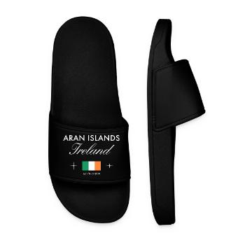 Aran Islands Ireland Coordinates Travel Souvenir - Men’s Pool Sliders - black - Front