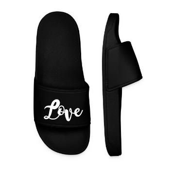 Heart Gift Couple Hearts Love Love Valentine's Day - Men’s Pool Sliders - black - Front
