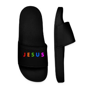 Jesus - Men’s Pool Sliders - black - Front