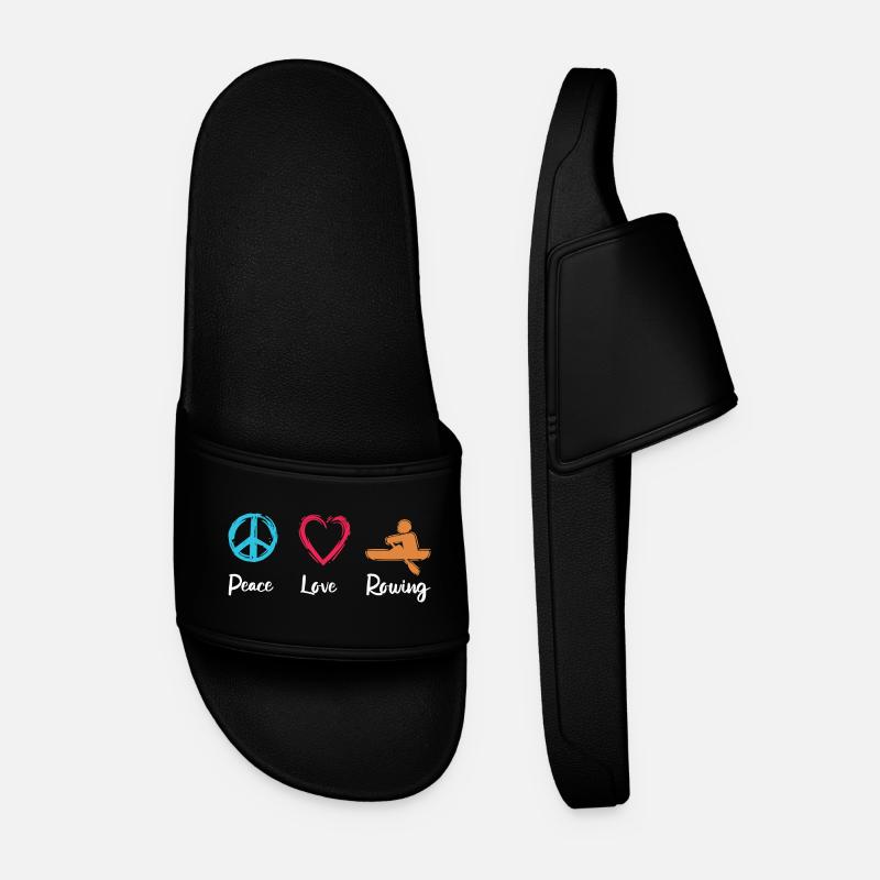 Peace, Love, Rowing - Men’s Pool Sliders - black