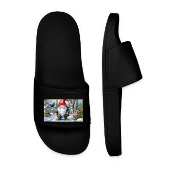 cute little gnomes everyday life – shoveling snow - Men’s Pool Sliders - black - Front
