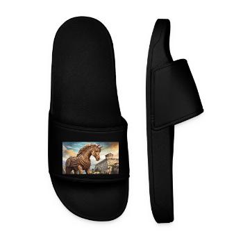 beautiful mythical places – Trojan horse - Men’s Pool Sliders - black - Front