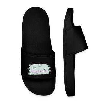 Watercolor Butterflies and Flowers - Men’s Pool Sliders - black - Front