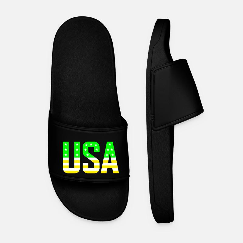 USA green yellow - Männer Badelatschen - Schwarz