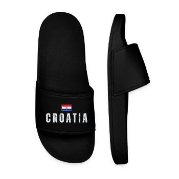 Drapeau croate, j’adore la Croatie - Claquettes Homme - noir - Devant