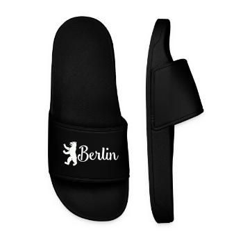 Berlin Bär Logo Schriftzug - Männer Badelatschen - Schwarz - Vorne