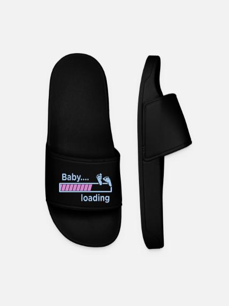 baby loading, pregnancy - Men’s Pool Sliders - black