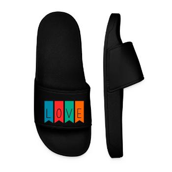 LOVE. COUPLE. JUST MARRIED. Bachelorette party. VALENTINE'S DAY - Men’s Pool Sliders - black - Front