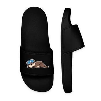 Entzückender schlafender Otter mit Sternenmaske - Männer Badelatschen - Schwarz - Vorne