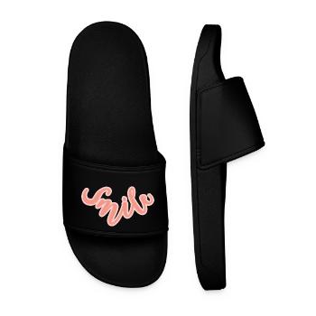 smile white - Men’s Pool Sliders - black - Front