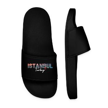 Istanbul Skyline Script Turkey - Men’s Pool Sliders - black - Front