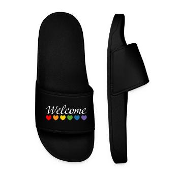 Rainbow Hearts Welcome blanc - Claquettes Homme - noir - Devant