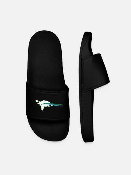 Thurgau Canton Outline with Wave - Men’s Pool Sliders - black