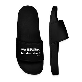 He who has Jesus has life 1 John 5:12 - Christian - Men’s Pool Sliders - black - Front
