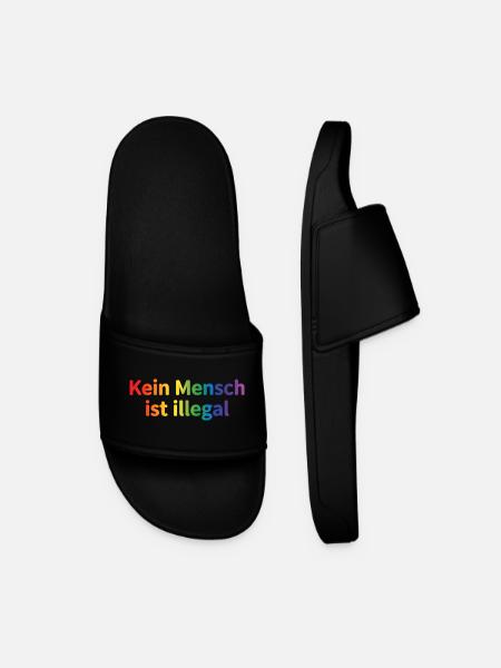 No One Is Illegal Rainbow - Men’s Pool Sliders - black