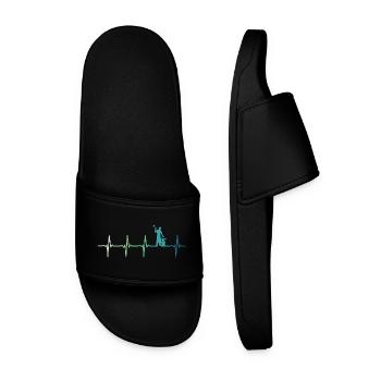 blacksmith hammer heartbeat metalworker - Men’s Pool Sliders - black - Front