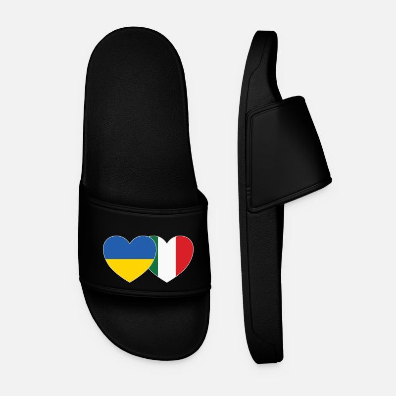 Ucraina Italia Cuore Bandiera - Ciabatte per il mare da uomo - nero