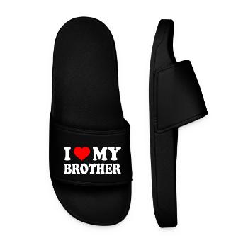 i love my brother - Men’s Pool Sliders - black - Front