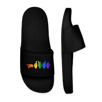 ASL Pride I - Farben der Pride-Flagge - Männer Badelatschen - Schwarz - Vorne