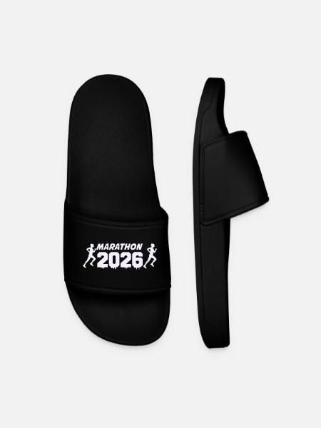 Marathon 2026 Runner Silhouette Design - Men’s Pool Sliders - black