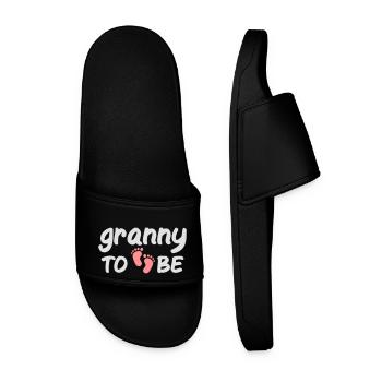 granny to becoming grandmother grandmother baby saying - Men’s Pool Sliders - black - Front