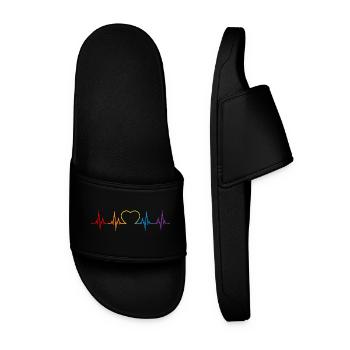 Heartbeat Rainbow Heart LGBT Love Colorful CSD - Claquettes Homme - noir - Devant