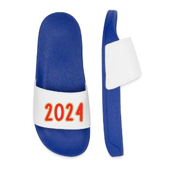 2024. JAHR. ALLES GUTE ZUM NEUEN JAHR. SILVESTER - Männer Badelatschen - Königsblau - Vorne