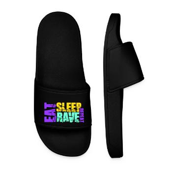 Eat Sleep Rave Repeat Logo Party Musik Wiederholen - Männer Badelatschen - Schwarz - Vorne