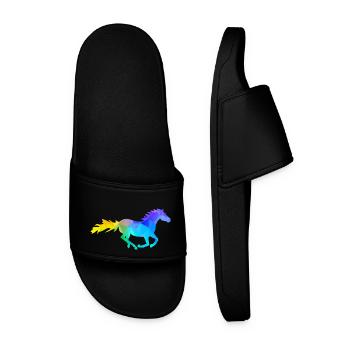 Galloping Horse Western Riding - Men’s Pool Sliders - black - Front