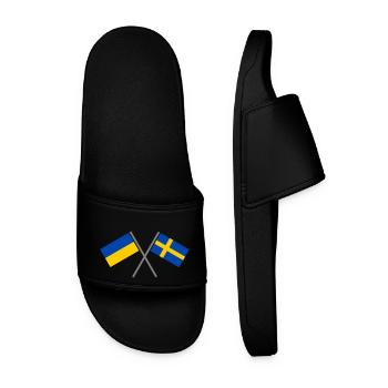 Schweden + Ukraine - Männer Badelatschen - Schwarz - Vorne
