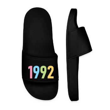 Jahr 1992, 30 Jahre alt, Geschenk zum 30. Geburtstag - Männer Badelatschen - Schwarz - Vorne