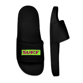 SURFING. FISH. BEACH. SEA. OCEAN. HUMOR. HOLIDAY - Men’s Pool Sliders - black - Front
